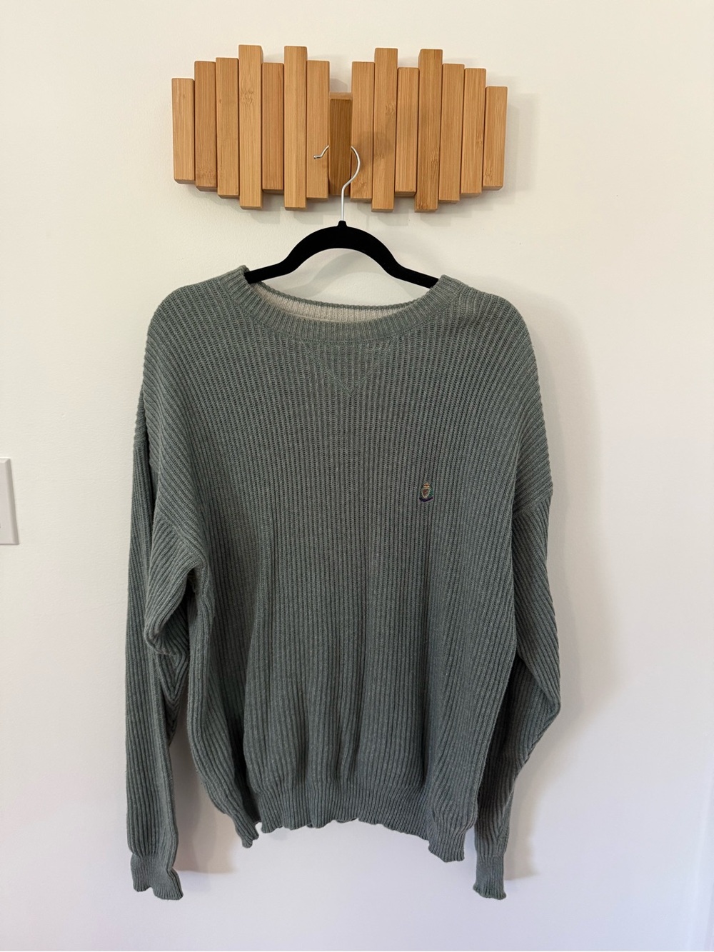 Hunt Club Mens Ribbed Crewneck Sweater -Grey/ Green XL